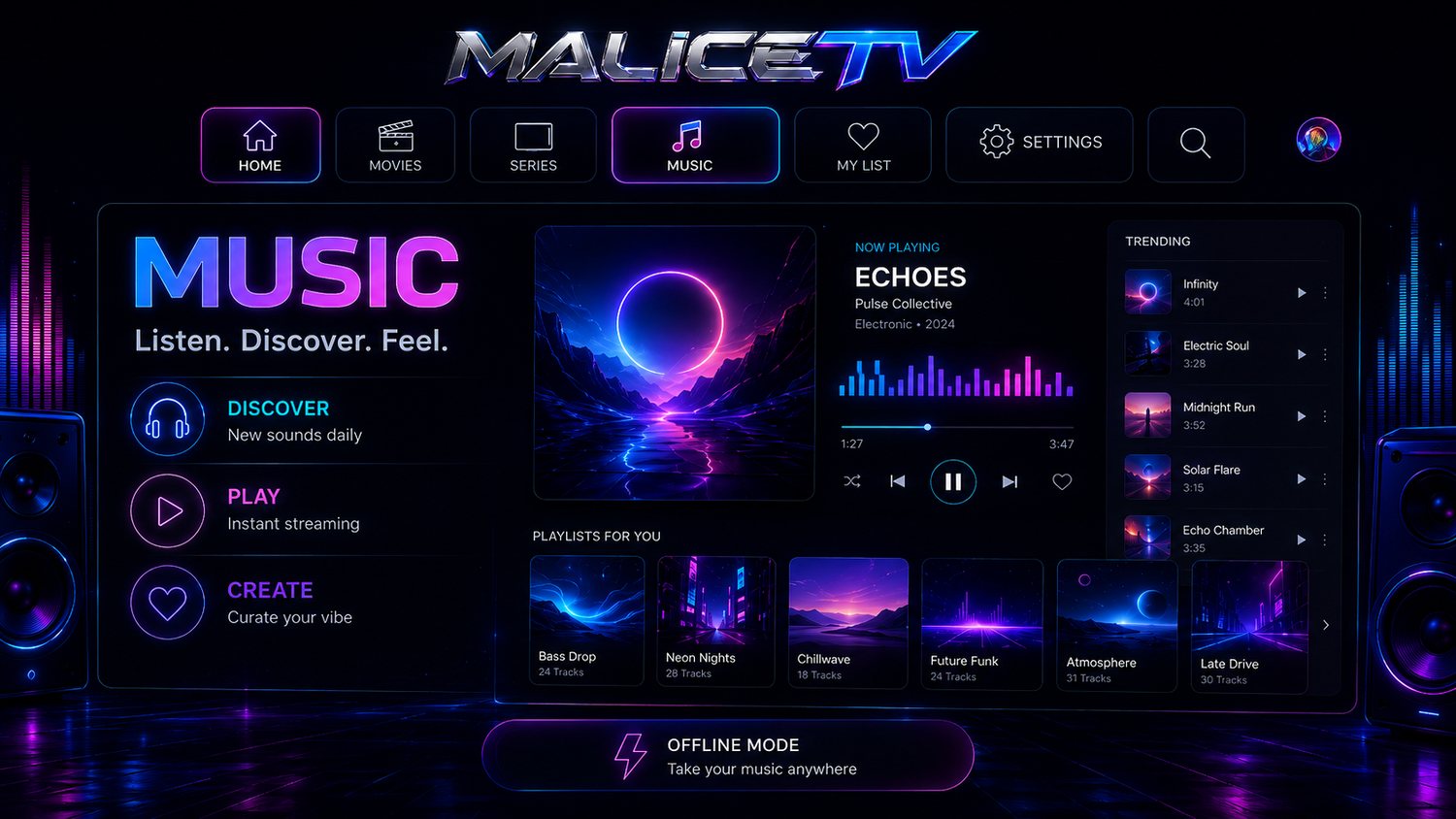 MaliceTV music player screen